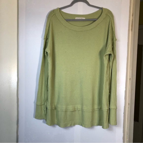 FP We the Free Green North Shore Thermal Waffle Knit Oversized Tunic Top Small - Picture 3 of 12